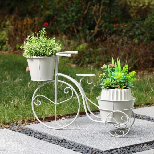 Glitzhome Metal Bicycle Plant Stand - White Perspective: right