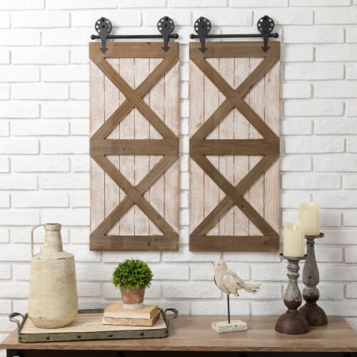 Glitzhome Farmhouse Wooden Barn Door Wall Decor, 2 ct / 32.25 in Kroger