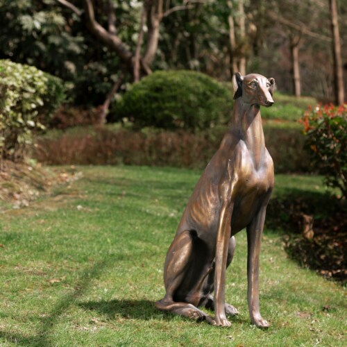 Glitzhome 30.25 Inch H MGO Sitting Greyhound Dog Statue-Right Perspective: right