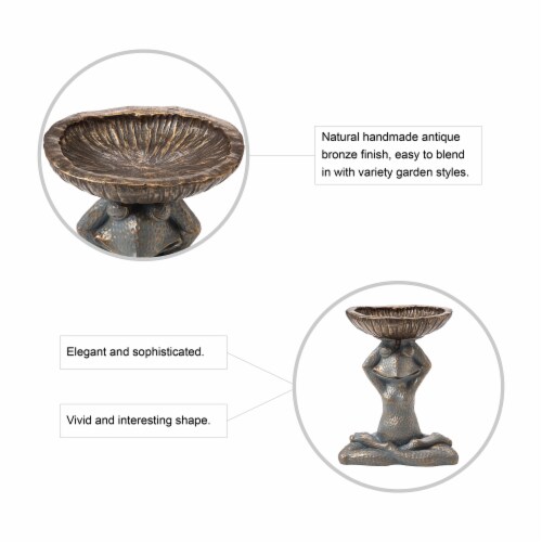 Glitzhome Yoga Frog with Birdbath Garden Statue Perspective: right