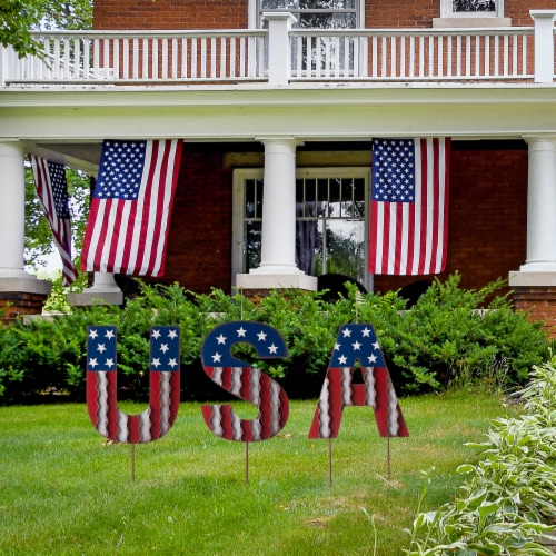 Glitzhome Patriotic Metal USA Yard Stake Perspective: right