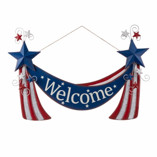 Glitzhome Patriotic Welcome Metal Yard Stake/Wall Sign Perspective: right