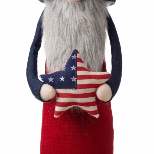 Glitzhome Patriotic Stuffed Fabric Gnome with Hat Perspective: right