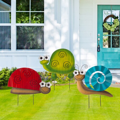 Glitzhome Metal Tortoise/ Ladybug/ Snail Yardstake or Wall Decor Perspective: right