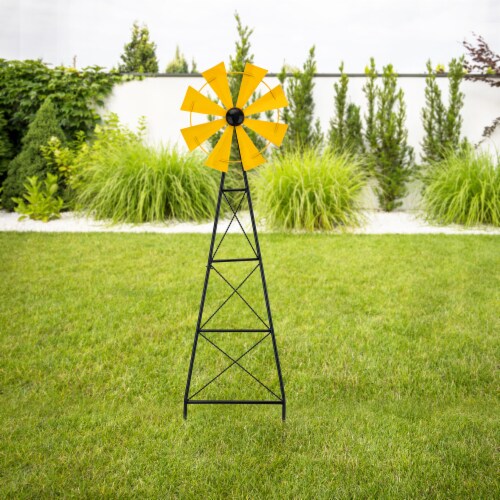 Glitzhome Metal Wind Spinner Yard Steak Spring Decor - Yellow Perspective: right