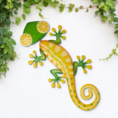 Glitzhome Metal Lemon Gecko Wall Decoration - Multi Perspective: right