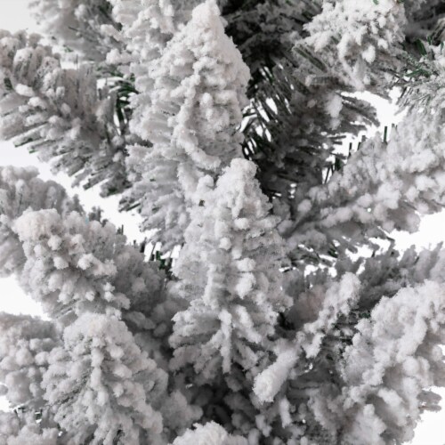 Glitzhome Two Pack 9 Feet Pre-Lit Snow Flocked Christmas Garland, with Warm White Lights Perspective: right