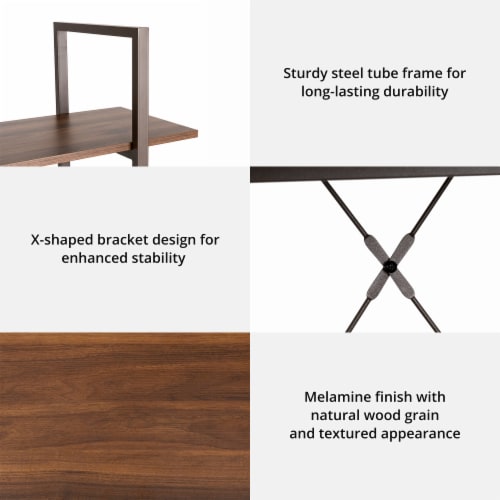 Glitzhome Modern Industry Metal/Wooden 3-Tier Bookcase & Shelves - Brown/Walnut Perspective: right