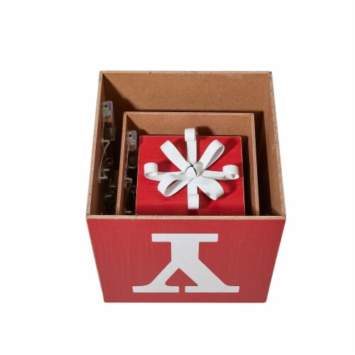 Glitzhome Lighted Wooden Block Joy Porch Sign Perspective: right
