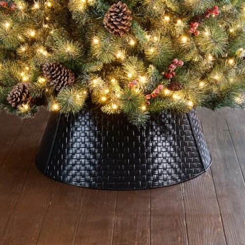 Glitzhome 26 Inch Diameter Black Metal Weave Tree Collar Perspective: right