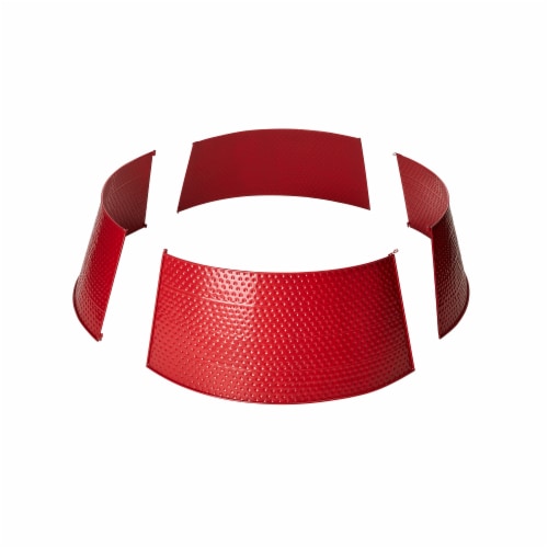 Glitzhome Christmas Red Hammered Metal Tree Collar Perspective: right