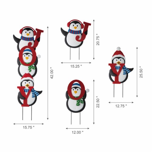 Glitzhome Joy Penguin Metal Yard Stake Perspective: right