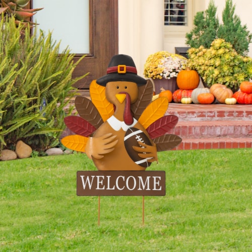 Glitzhome 30 Inch Tall Thanksgiving Metal Turkey Yard Stake/Hanging ...