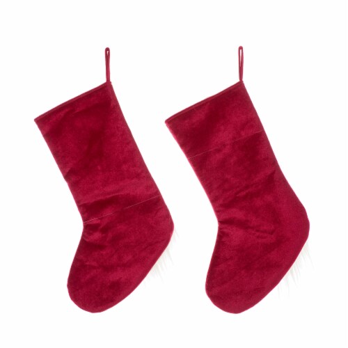 Glitzhome Set of Two 21.75 Inch Tall 3D Fabric Christmas Gnome Stripes & Dots Stocking Perspective: right