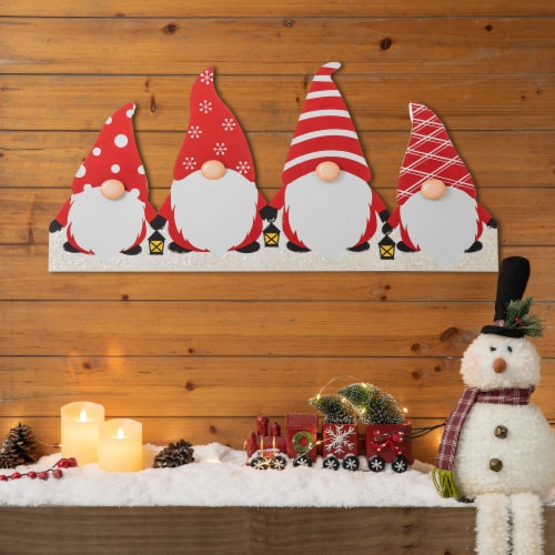 Glitzhome 30 Inch Length Christmas Gnomes Metal Tree Collar Perspective: right