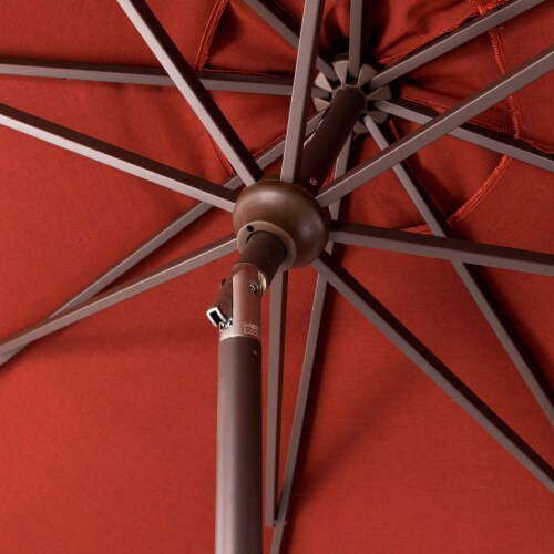 Glitzhome 8.8ft Wine Red Aluminium Self Tilt Market Patio Umbrella, Olefin Fabric Perspective: right