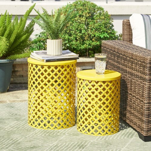 Metal garden online stool accent table