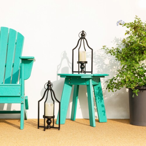 Glitzhome 16.5 Inch Tall Black Metal Lantern Frame Modern Farmhouse Decor Perspective: right