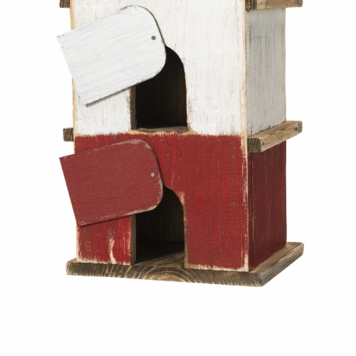Glitzhome 13.75 H Multicolored Three-Tiered Distressed Solid Wood Birdhouse Perspective: right