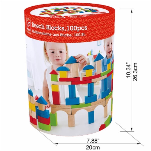 Hape Kid's Toddler 100 Piece Stacking Build Up and Away Wooden Blocks Toy Set Perspective: right