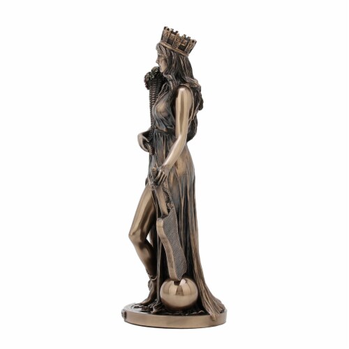 Bronze Finished Tyche Greek Goddess Of Fortune and Prosperity Statue Fortuna Lady Luck Perspective: right