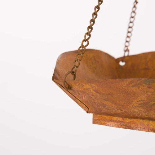 Glitzhome Hanging Distressed Solid Wood Birdhouse with Bird Bath Perspective: right