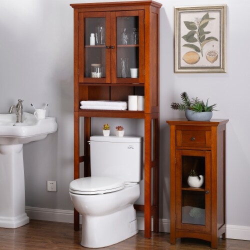 Glitzhome Drop Door Bathroom Spacesaver - Mahogany Brown Perspective: right