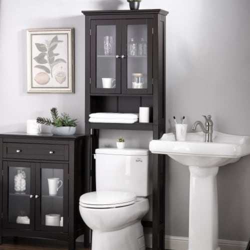 Glitzhome Waterproof Bathroom Cabinet Space Saver, Free Standing Over The Toilet Storage Perspective: right