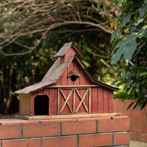 Glitzhome Extra-Large Rustic Wood Barn Birdhouse Perspective: right