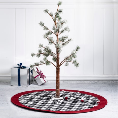 Black and white plaid christmas tree skirt hot sale