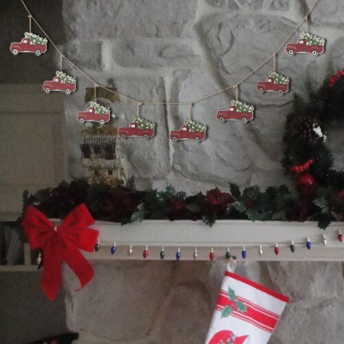 Glitzhome 6 Feet Metal Red Truck Garland Perspective: right