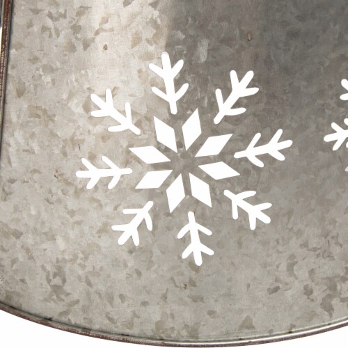 Glitzhome 21.65 Inch Diameter Snowflake Diecut Metal Tree Collar with Light String Perspective: right