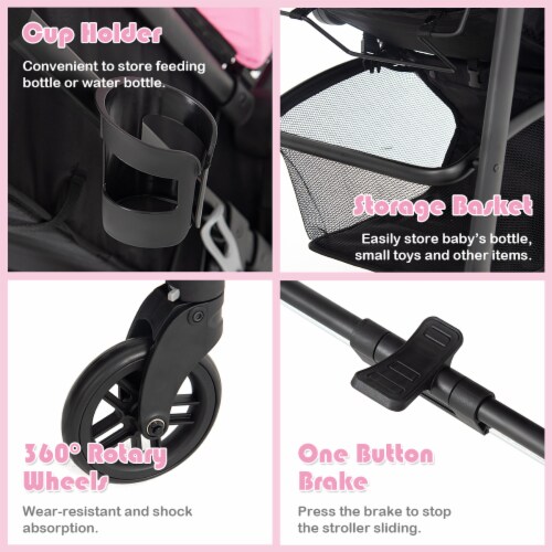 2 In1 Foldable Baby Stroller Kids Travel Newborn Infant Buggy Pushchair Pink Perspective: right
