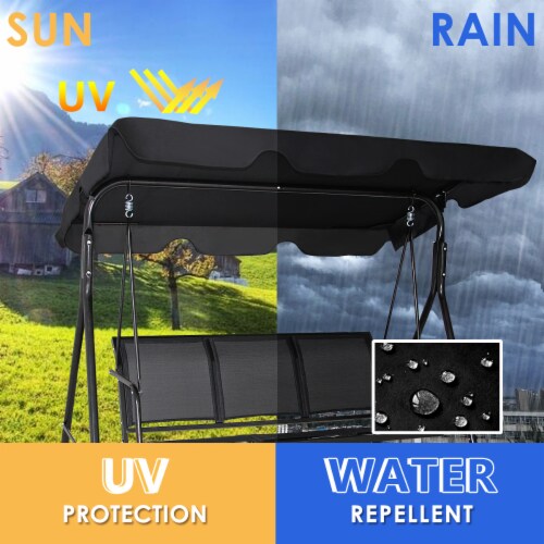 Costway Outdoor Patio Swing Canopy 3 Person Canopy Swing Chair Patio Hammock Black Perspective: right