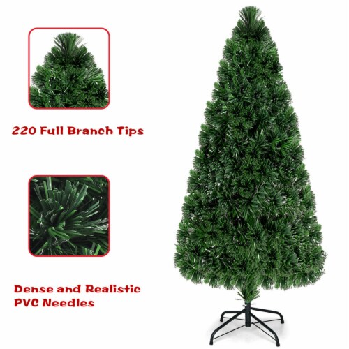 6Ft Pre-Lit Fiber Optic PVC Christmas Tree Metal Holiday Perspective: right