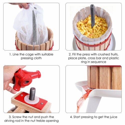 1.6 Gallon Fruit Wine Press Cider Apple Grape Crusher Juice Maker Tool Wood Perspective: right