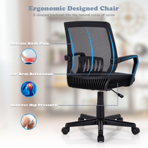 Costway Mid-Back Mesh Chair Height Adjustable Executive Chair w/ Lumbar Support Perspective: right