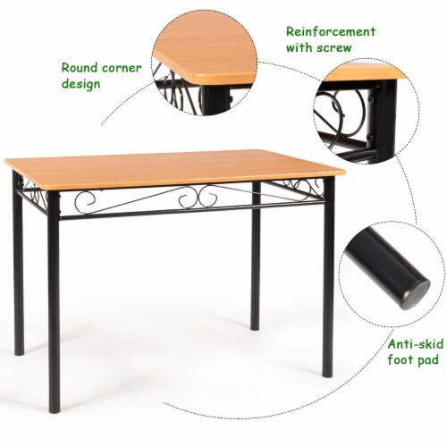 Costway 5 PC Dining Set Wood Metal 30 Table and 4 Chairs Black Kitchen Breakfast Furniture Perspective: right