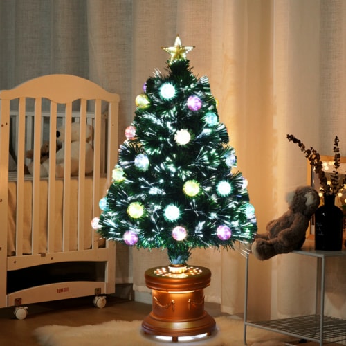 3Ft Pre-Lit PVC Christmas Tree Fiber Optical Firework Holiday Decor Perspective: right