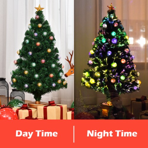 4Ft Pre-Lit PVC Christmas Tree Fiber Optical Firework Holiday Decor Perspective: right