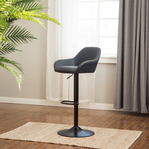Glitzhome MidCentury Modern Leatherette Gaslift Adjustable Swivel Bar