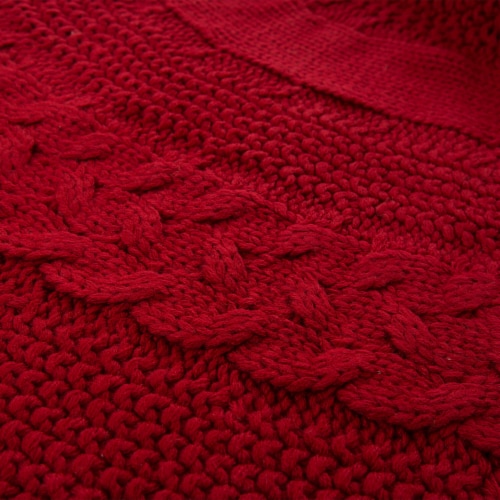 Glitzhome 52 Inch Diameter Knitted Acrylic Red Christmas Tree Skirt Perspective: right