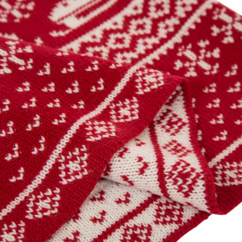 Glitzhome Knitted Snowflake Acrylic Tassels Throw Blanket Perspective: right