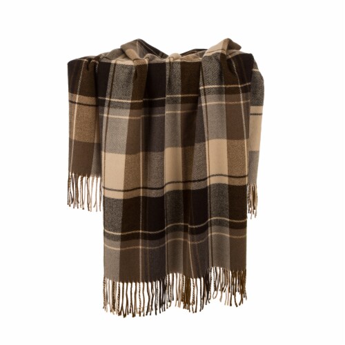 Glitzhome Acrylic Plaid Woven Tassel Throw Blanket Perspective: right