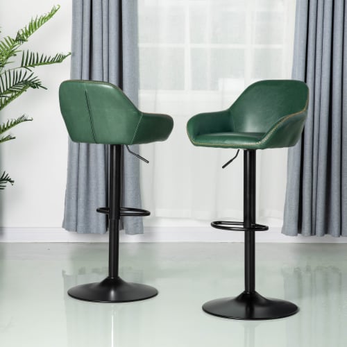 Glitzhome Set of Two Mid-Back Bar Stool with Adjustable Heigh Swivel Industrial Pub Barstools Perspective: right
