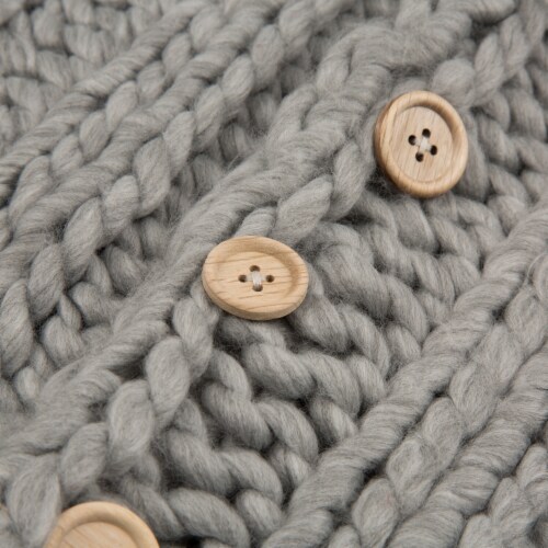 Glitzhome Handmade Acrylic Cable Knit Pillow Cover - Gray Perspective: right