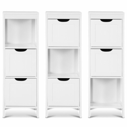 4 Drawers Bathroom Floor Cabinet Storage Organizer White Free