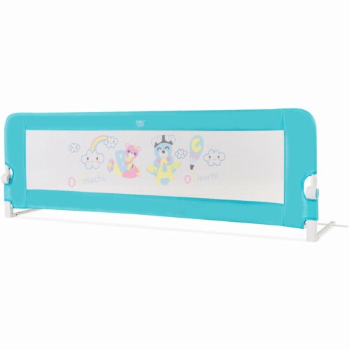 69'' Breathable Baby Children Toddlers Bed Rail Guard Safety Swing Down Blue Perspective: right