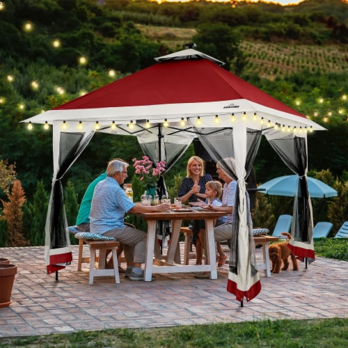 Suntime 12x12 Instant Pop Up Gazebo Solar Light Screen Canopy Tent Shelter Red 1 Piece Pick n Save