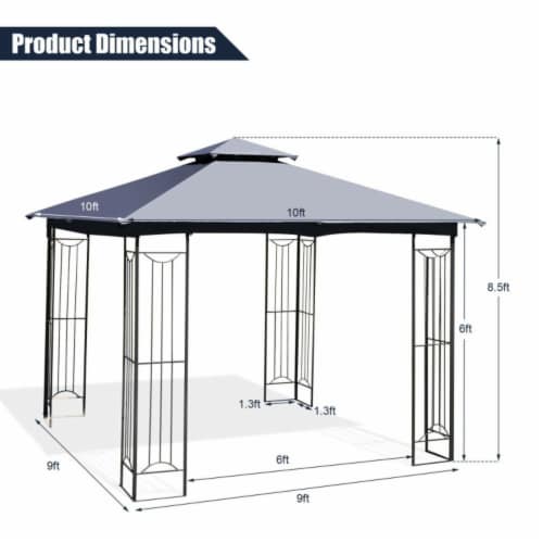 Hivvago 10 x 10 Feet LShaped Patio Canopy Gazebo Outdoor 2Tier Steel